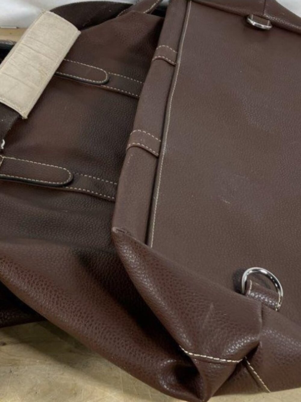 $795 Barrington 360 Brown Pebbled Duffle Weekender Carry On Travel Bag Unixex - Picture 6 of 12
